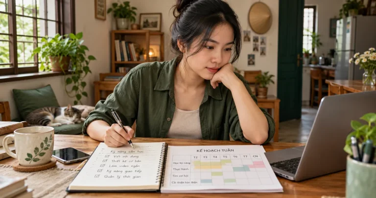 Người mới lập kế hoạch học kỹ năng và bắt đầu công việc online