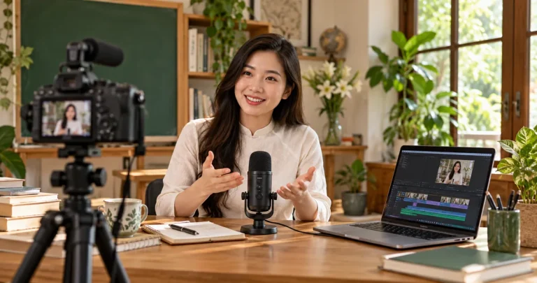 Quay video hướng dẫn gốc với máy ảnh, micro và phần mềm dựng video