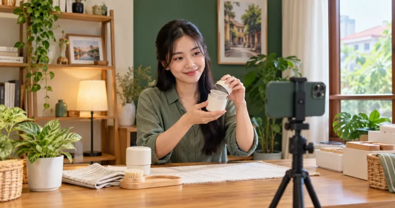 Quay video hướng dẫn sử dụng sản phẩm cho nội dung TikTok Shop affiliate