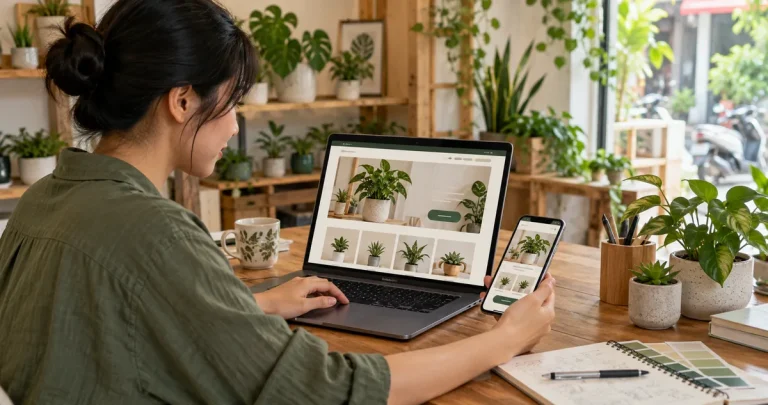 Kiểm tra landing page cửa hàng trên laptop và điện thoại